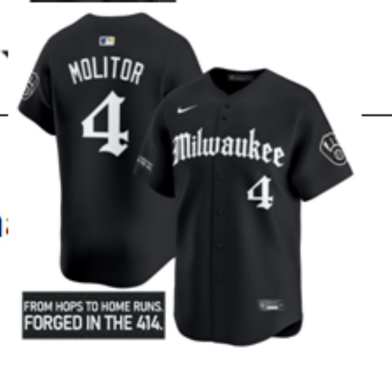 Men 2025 Milwaukee Brewers #4 Molitor Black Five generations Joint Name Nike MLB Jersey style 6->new york mets->MLB Jersey